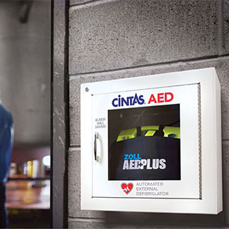 Cintas AED Plus in wall container